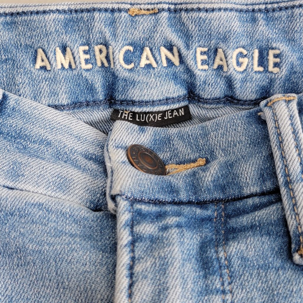 American Eagle Luxe Skinny Jeans Super Hi Rise Jegging Light Blue Wash AE 4 - Picture 2 of 14
